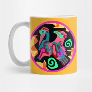 pelican glyph in mexican totonac pattern art Mug